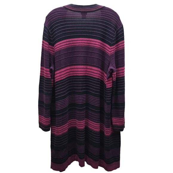Chico's Striped Open Front Ribbed Knit Cardigan Sweater Multicolor Size 3 US XL - Picture 2 of 5